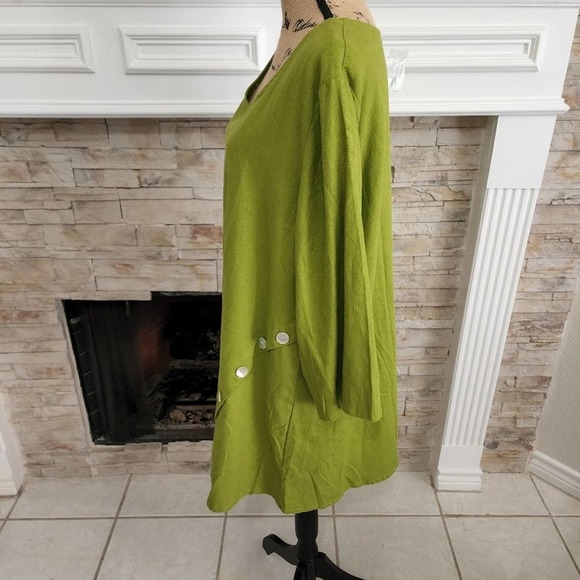 Jones new York moss green linen blend tunic length Beach blouse plus size 1X new - Picture 3 of 6